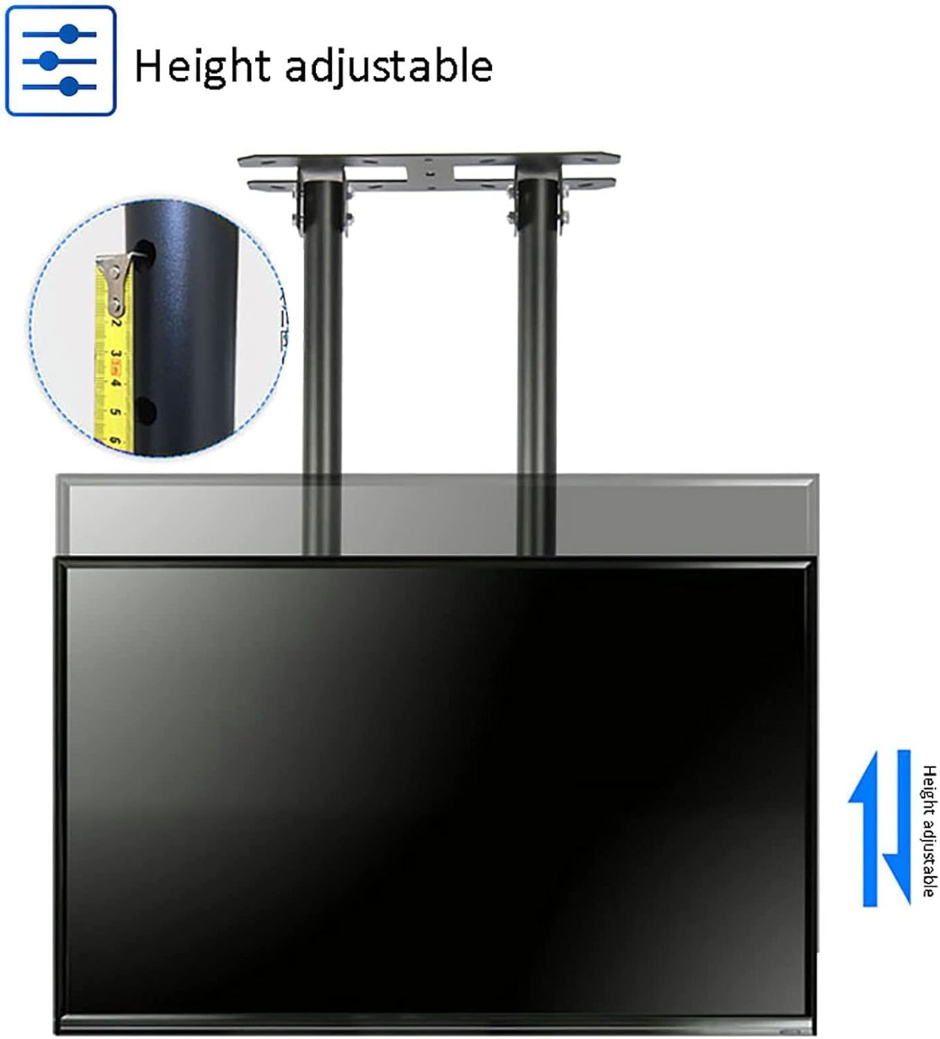 Ceiling Tv Mount Bracket, Double Rod Support Telescopic Height Adjustment Tv Stand for 60-100 Inch Tvs,11.6m