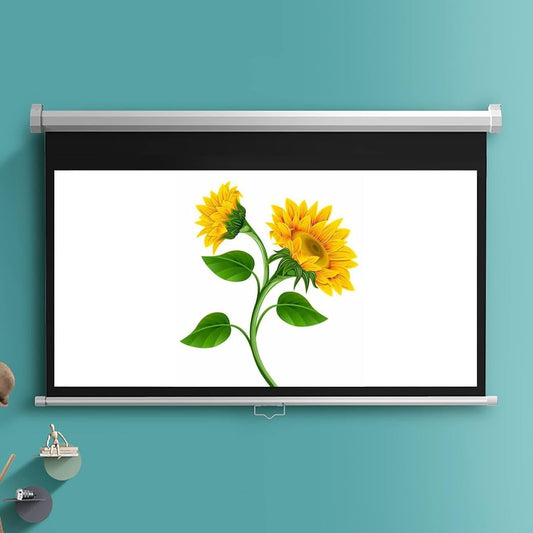 Auto-Locking Retractable Projector Screen, 4:3/16:9 HD Manual Pull-Down, Portable Foldable for Indoor/Outdoor, Conference Home Theater(60inch 16:9)