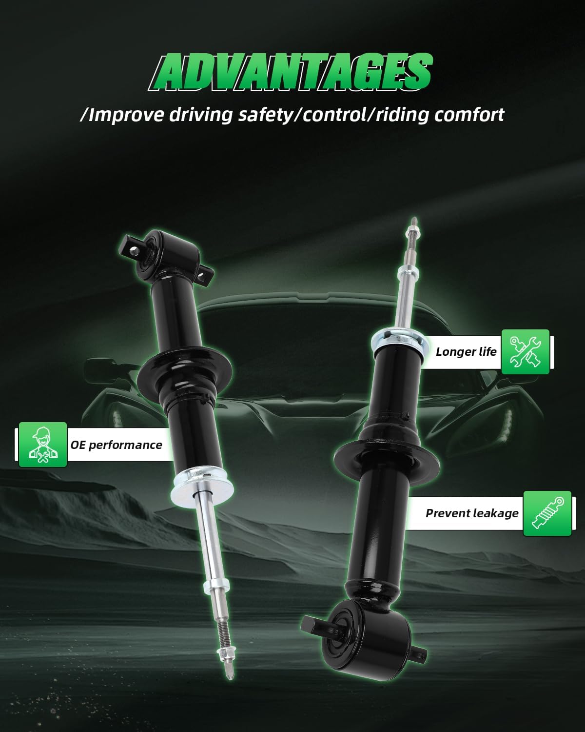 SCITOO - Front Shock Absorbers for Chevy Fits 2014-18 for Chevy Silverado 1500,15-20 for Chevy Suburban,15-20 for Chevy Tahoe,14-18 for GMC Sierra 1500,15-20 for GMC Yukon/XL Shocks Struts - 2Pc Set