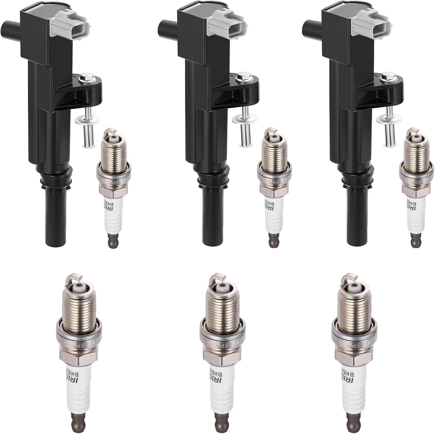 BDFHYK Ignition Coil Pack UF807 and Iridium Spark Plugs 93175 Compatible with Chrysler Pacifica Dodge Durango Jeep Grand Cherokee Wrangler Ram 1500 3.6L V6 68223569AB LKR7DIX-11S, Sets of 6