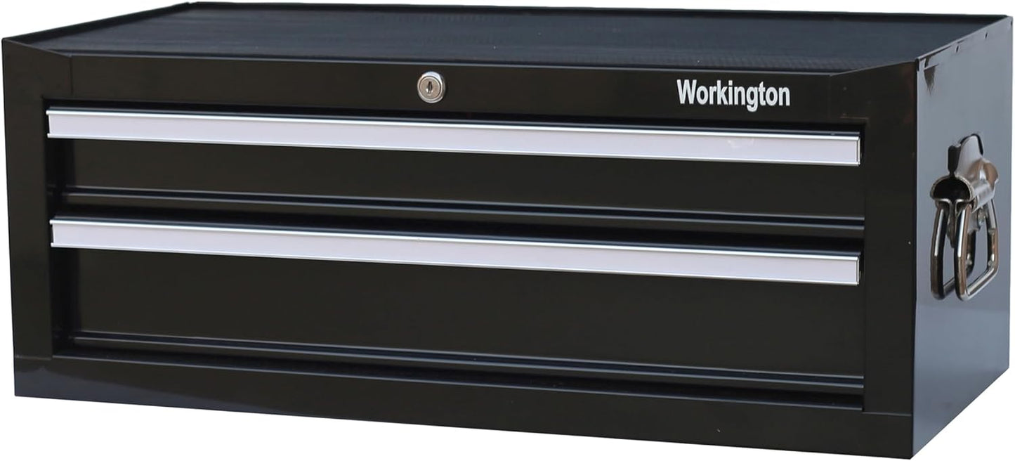 Workington Industrial 2 Drawers Portable Metal Intermediate Box, 26" Middle Tool Chest Cabinet with Ball Bearing Drawer Slides, Steel Tool Storage Box Organizer 4008 Black