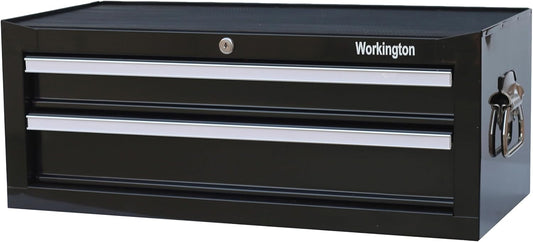 Workington Industrial 2 Drawers Portable Metal Intermediate Box, 26" Middle Tool Chest Cabinet with Ball Bearing Drawer Slides, Steel Tool Storage Box Organizer 4008 Black