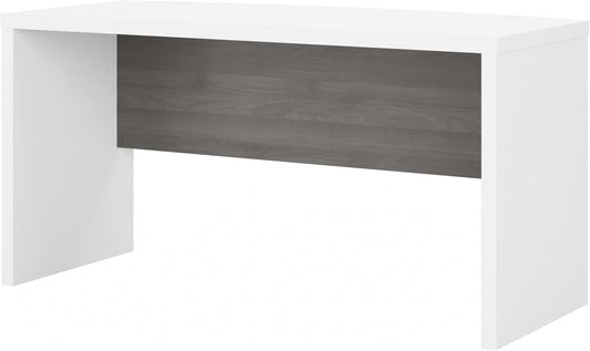 Bush Furniture Bow Front Desk with Wire Management | Echo Collection Office Computer Table for Home Office with Quick-to-Assemble Hardware | 60Wx28Lx30H