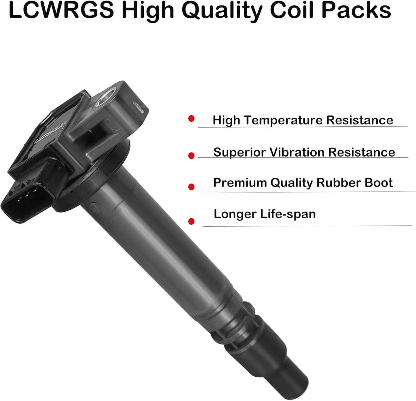Set of 4 Ignition Coil Packs Fits for 2.4L 2.7L 2000 2001 2002 2003 2004 Toyota Tacoma L4 2.4 2.7 Coils Replacement OE# UF323 C1305 90919-0223