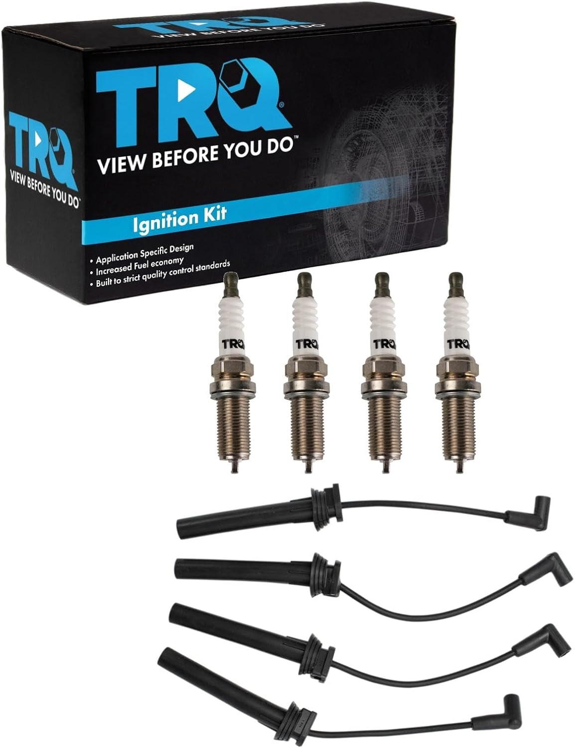 TRQ Ignition Kit Spark Plugs Wire Set Compatible with 2011-2019 Ford Fiesta