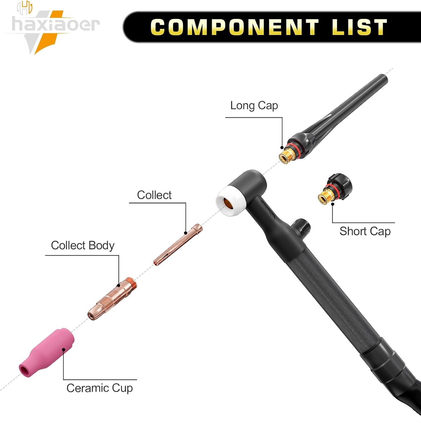 WP-17V TIG Welding Torch - Lift TIG Torch for Stick/MIG Welder Machines - 10FT Cable with 10-25mm² Quick Connector & 35-50mm² Adapter - Includes Holster & Complete Accessory Kit