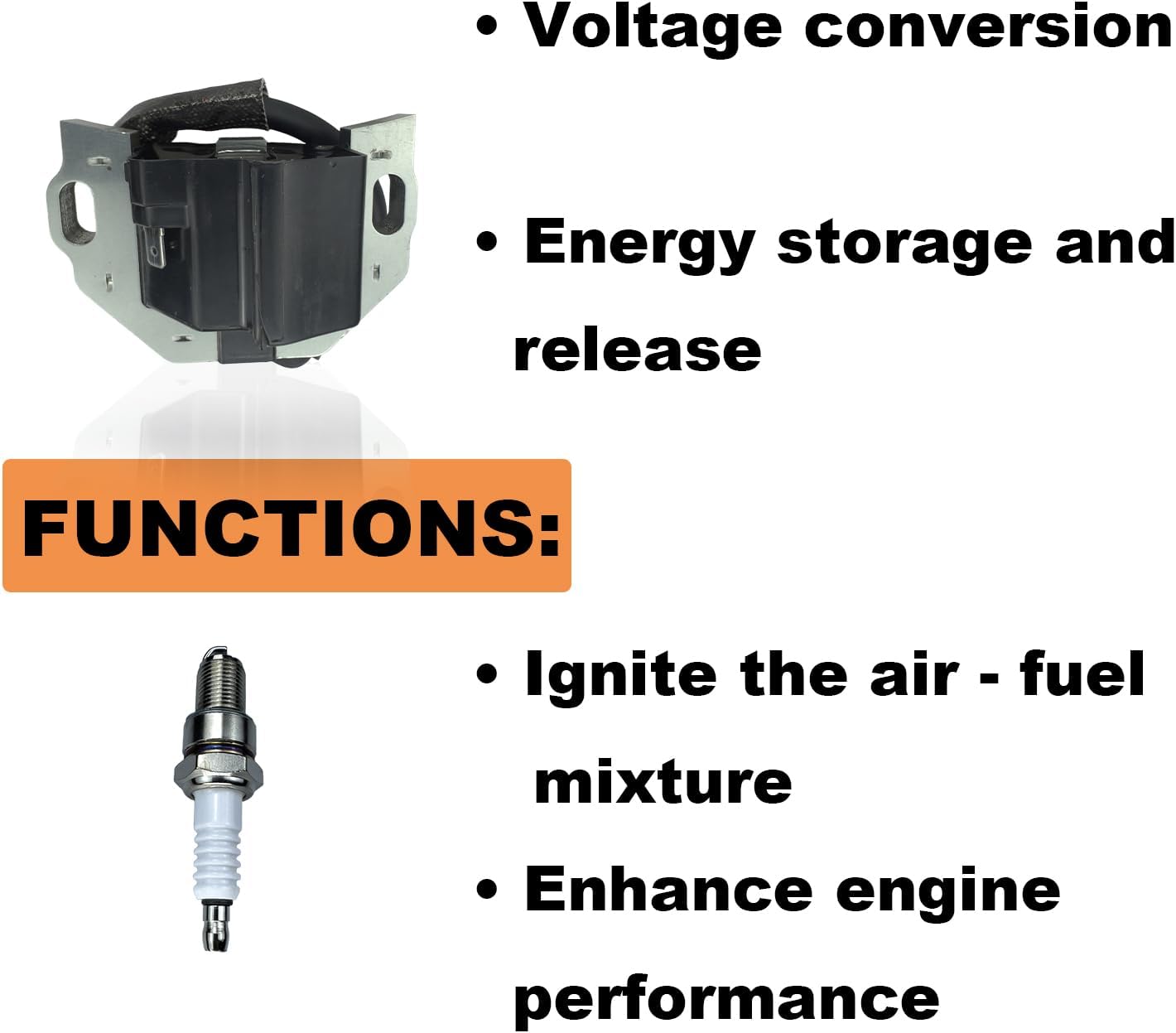 2 Pack of 21171-0740 Ignition Coil Fits for Kawasaki Engine FR541V FR600V FR651V FR691V FR730V FS481V Fx730v 21171-0758 with Start Solenoid Relay and Spark Plug