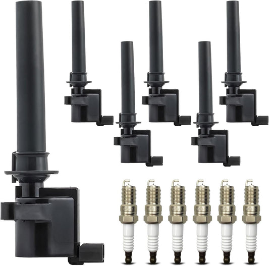 6pcs Ignition Coil Packs 6pcs Iridium Spark Plugs Compatible With 01-08 Escape Mariner 05-07 Montego Freestyle Five Hundred 03-08 6 01-11 Tribute 02-06 MPV 00 Sable Taurus 04-05 3.0L DOHC