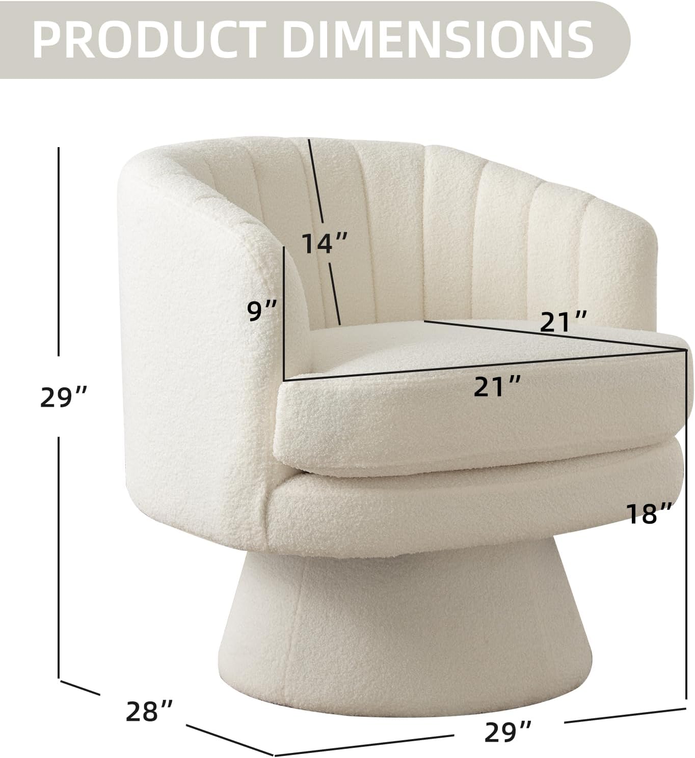 CANMOV Swivel Accent Chair with Armrest Set of 2, Modern 360 Degree Swivel Barrel Chair with Curve Back and Soft Cushion,Comfy Round Sherpa Teddy Armchair Single Sofa for Living Room,Beige