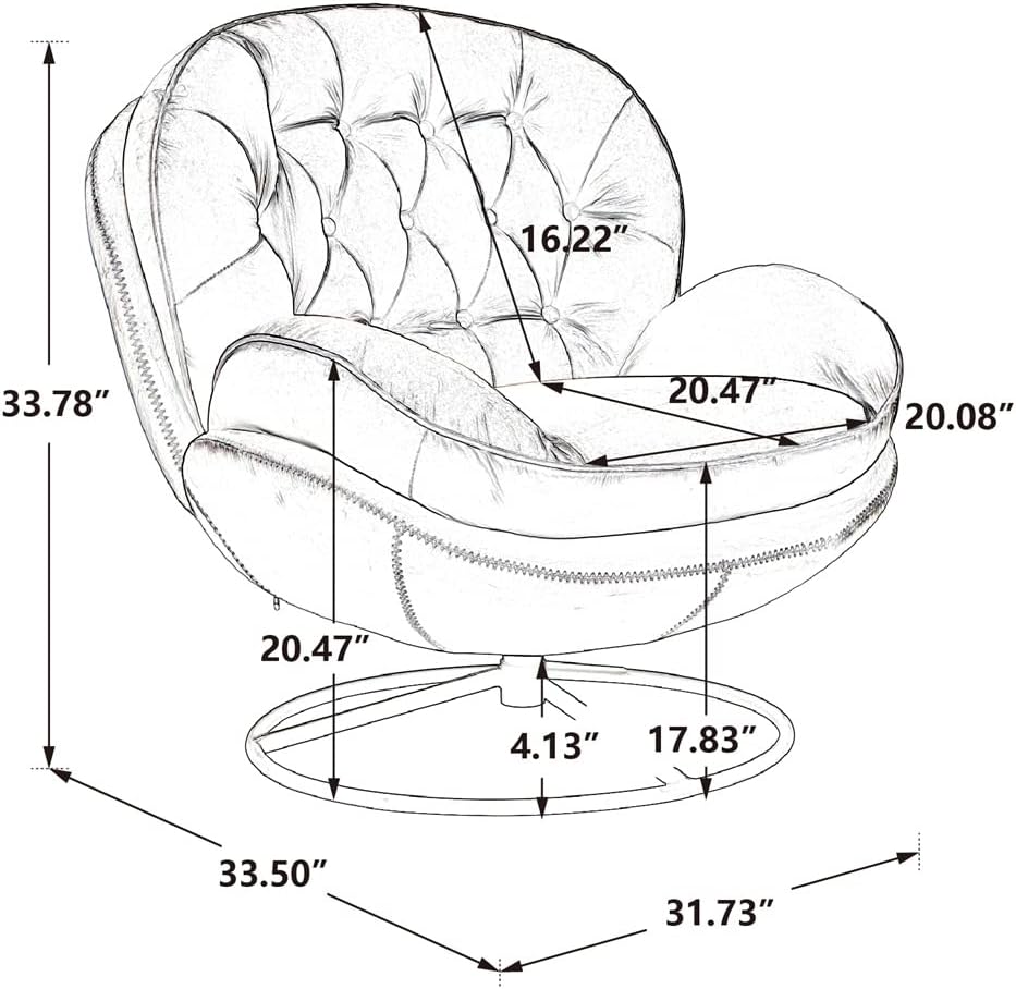 Velvet 360 Degree Swiveling Accent Chair with Ottoman Set, Modern Lounge Sofa Chair with Metal Base Frame & Footrest, Comfy Single Leisure TV Chair Reading Chair for Living Room and Office, Yellow