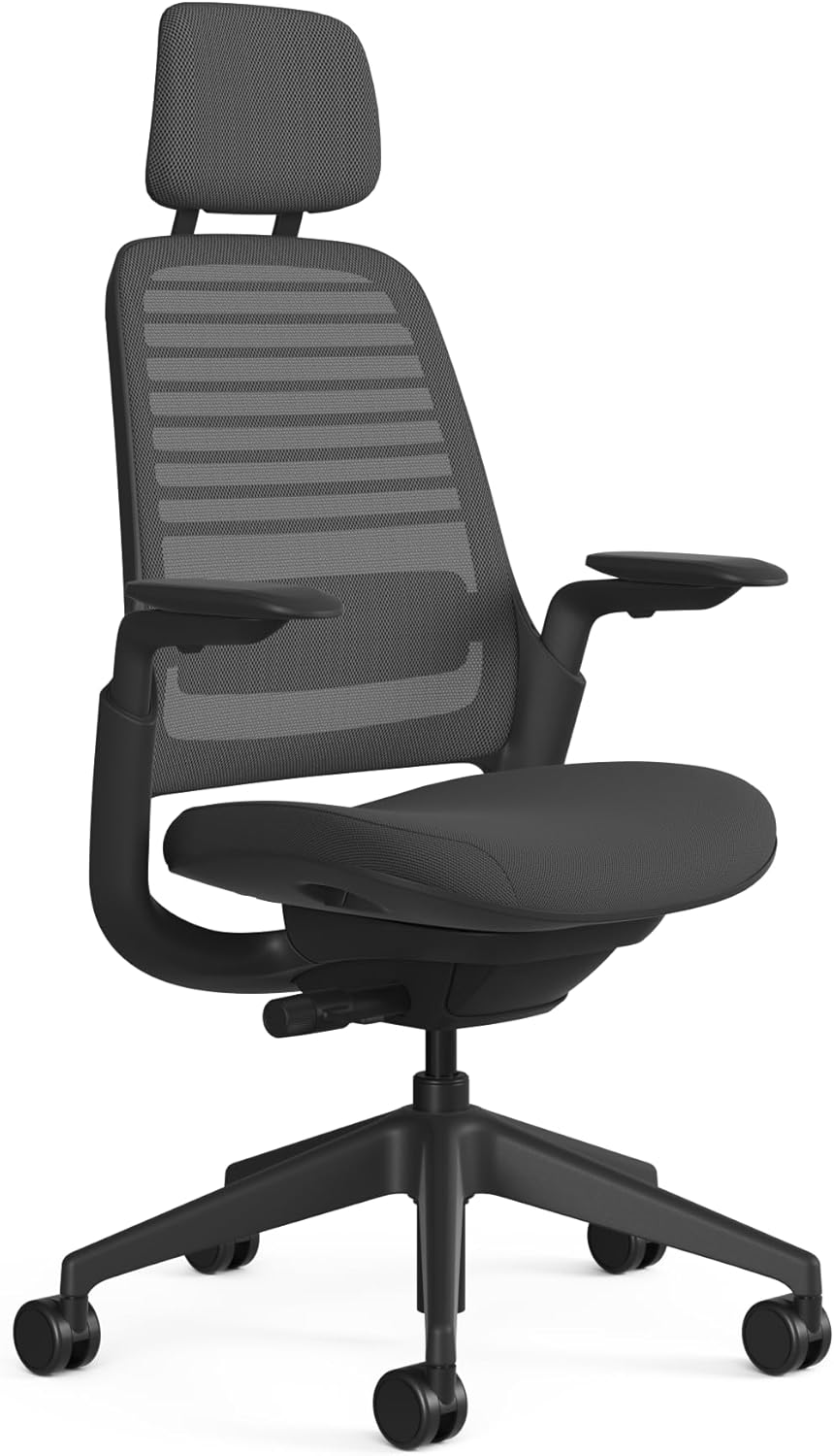 Steelcase Series 1 Office Chair - Ergonomic Work Chair with Wheels for Carpet - Helps Support Productivity - Weight-Activated Controls, Back Supports & Arm Support - Easy Assembly - Graphite