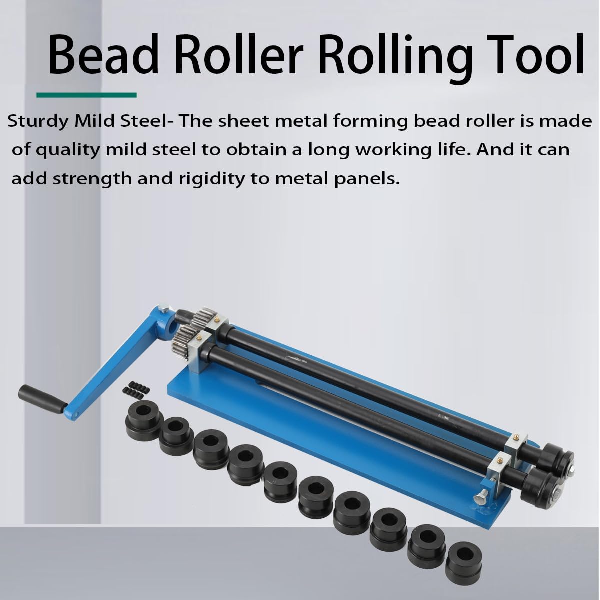 Sheet Metal Bead Roller Machine, 18 Sheet Metal Fabrication Bead Roller w/6 Sets Dies, Rotary Machine Flaring Tool Beading Machine for Metal Sheets, 0.06, 0.12, 0.24 Step Dies