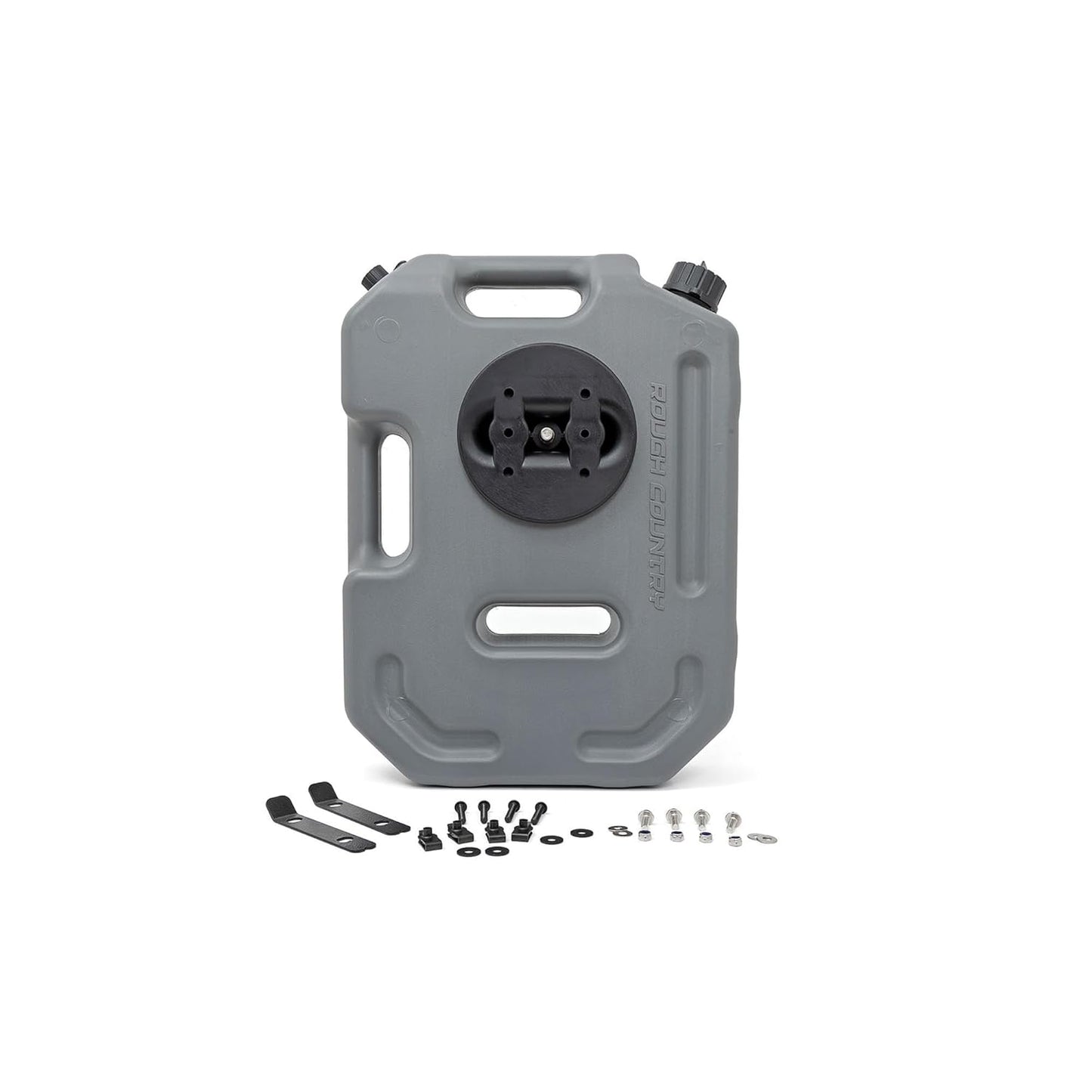 Rough Country 10L/2.6 Gallon Flat Fluid Container with Lockable Mount - Storage & Transport Non-Potable Liquids. Gray