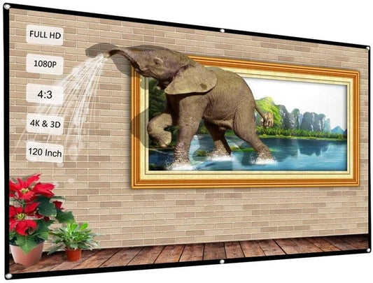120 Inch 4:3 Foldable Projector Screen White Portable Home Theater Wall Mounted for 3D LED LCD DLP Projectors