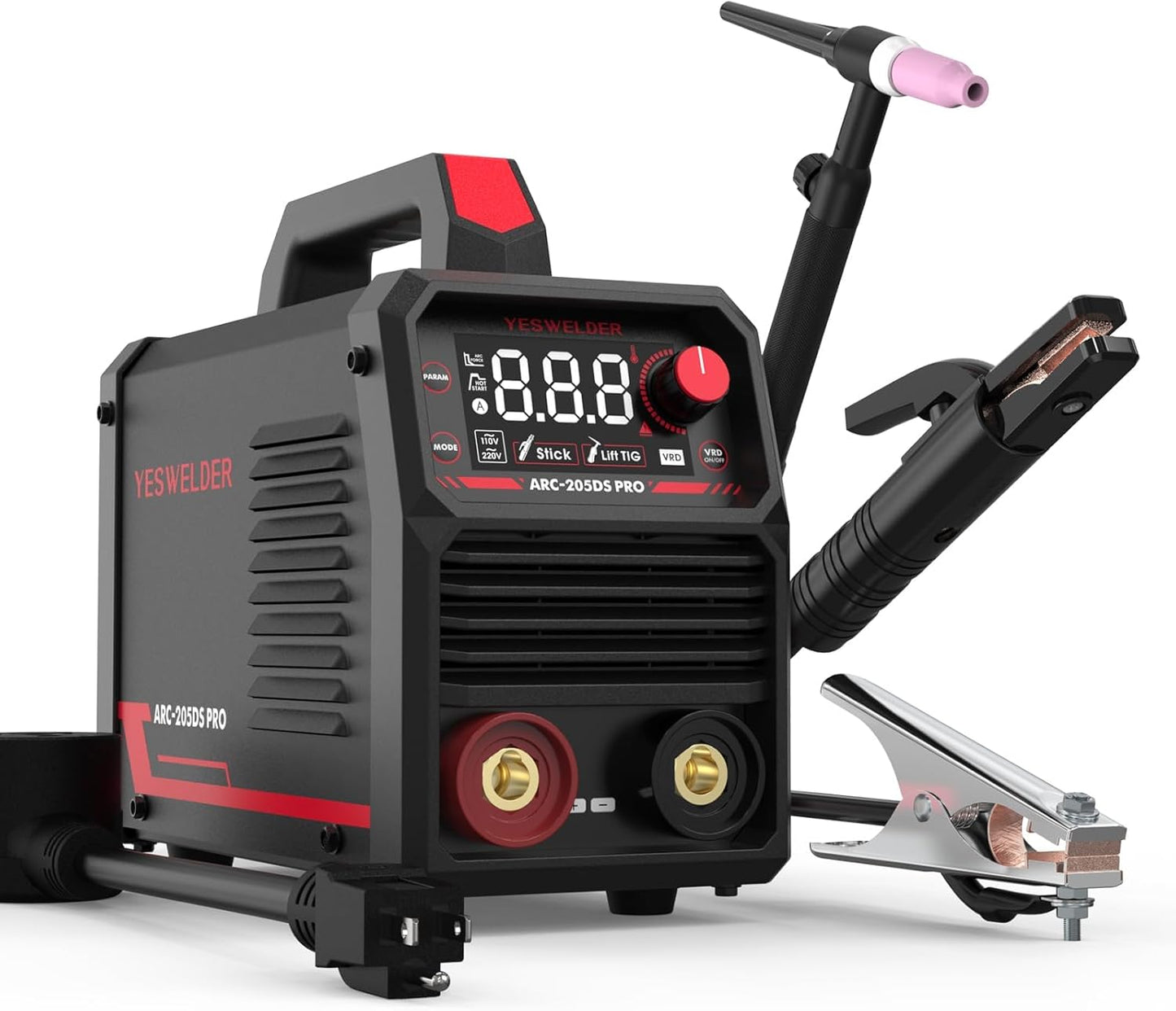 YESWELDER 205Amp Stick Welder Large LED Display, Digital Inverter IGBT ARC Welding Machine, 110V/220V Dual Voltage Hot Start Portable MMA Welder Machine, Arc Force
