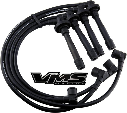 VMS RACING 10.2mm High Performance Engine Ignition Spark Plug Wires Wire Set in Black Compatible with Honda Acura Integra B18 B18b Db7 Db8 Dc2 Dc3 Dc4 Sir 2 GSR Itr Type R Dohc VTEC Non-VTEC 94-01