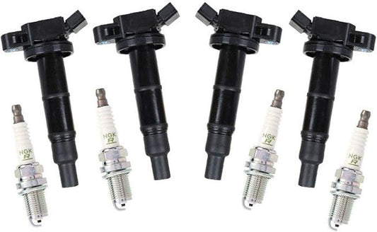 4 Ignition Coils & 4 Spark Plugs Replacement Parts For Toyota Rav4 2.4L 2001-2008