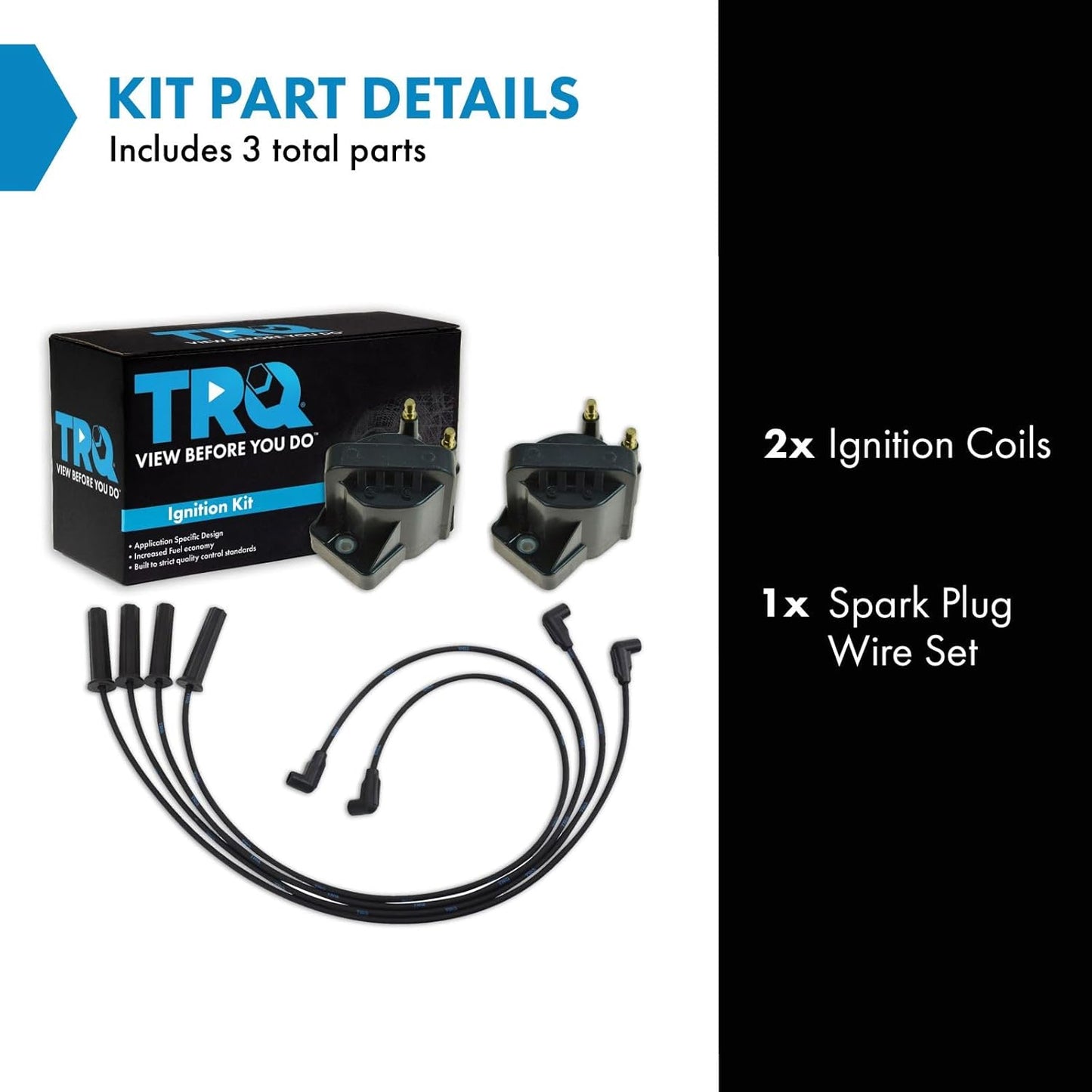 TRQ Ignition Kit Ignition Coil Spark Plugs Wire Set Compatible with 1998-2003 Chevrolet S10 GMC Sonoma 1998-2000 Isuzu Hombre