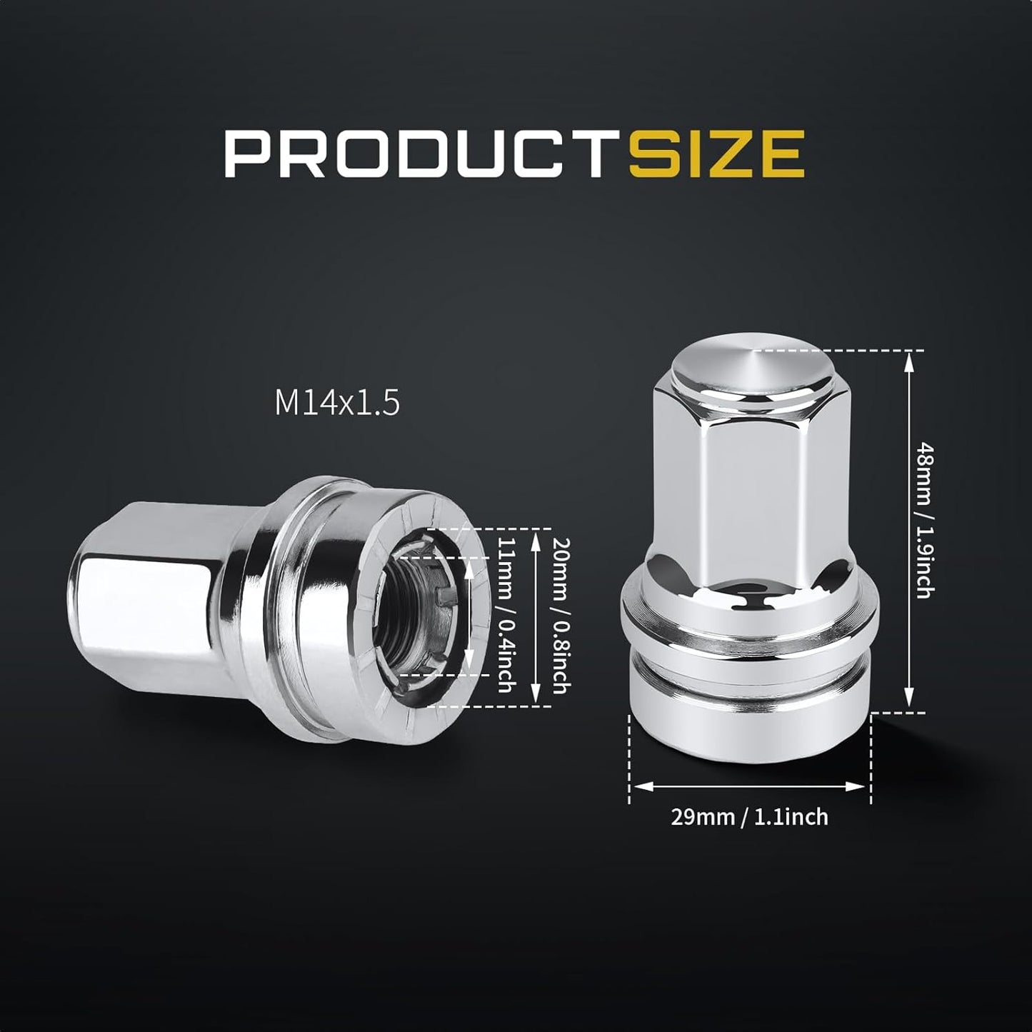 32 Pcs M14x1.5 One-Piece Design Chrome Lug Nuts for 2017-2025 Ford F250 F350 Super Duty HCPZ-1012-B HCPZ-1012-A (Chrome)
