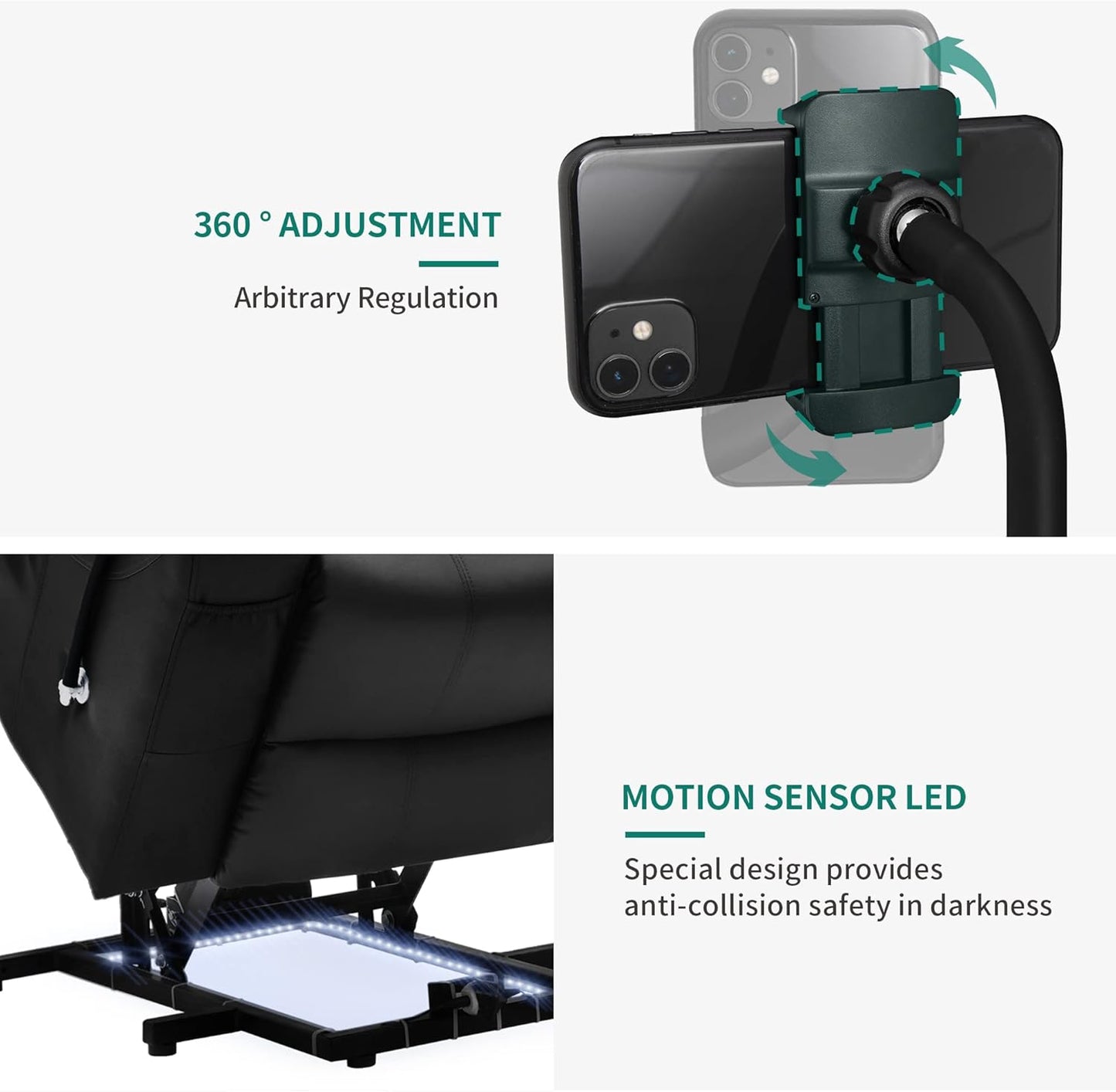 YITAHOME Electric Power Lift Recliner Chair: Recliner Chair with Phone Stand, Massage Function, Ideal for Living Room, Home Theater, Equipped with Cup Holders, LED Lights, Heated Function Black