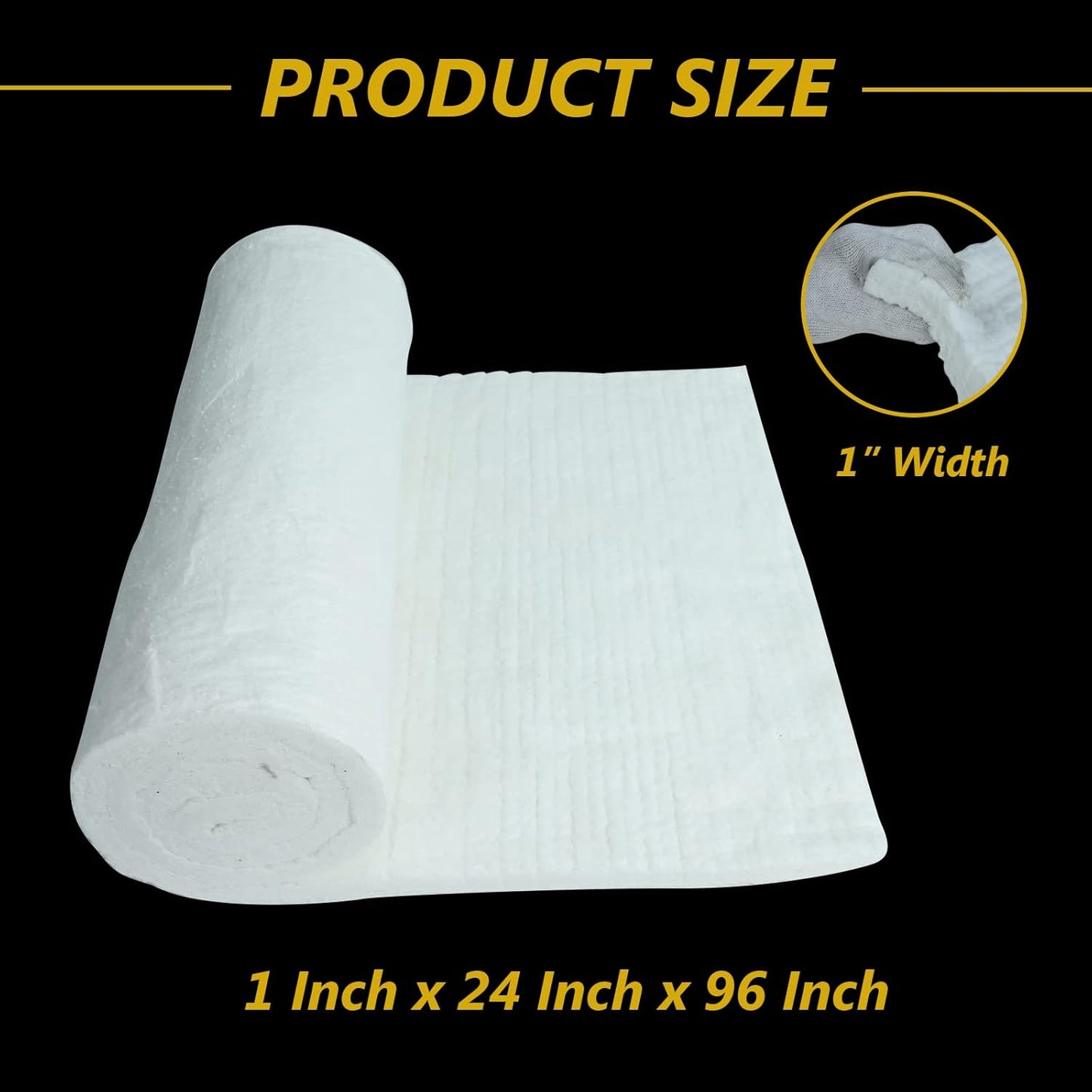 1"x24"x96",2400F Ceramic Fiber Fireproof Insulation Blanket, Applicable to Furnace, forging, kiln and Stove
