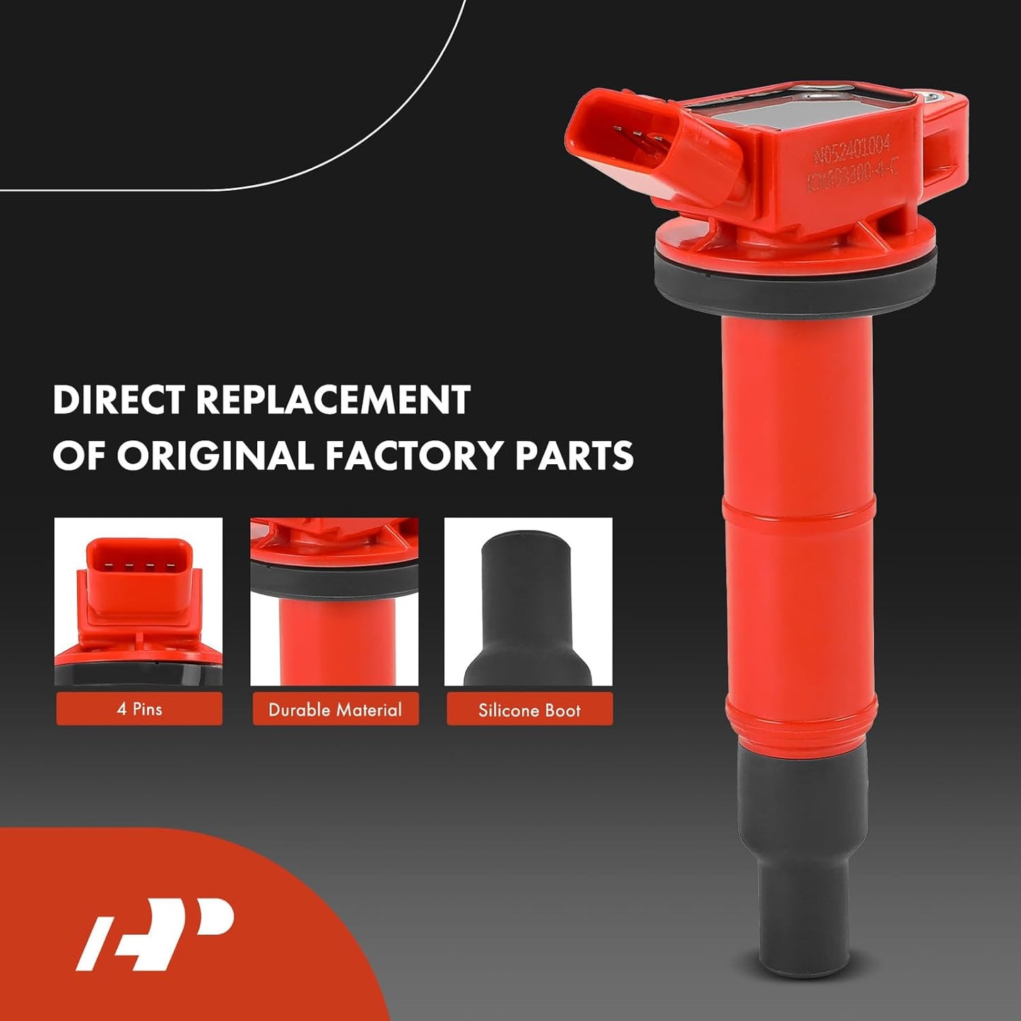 A-Premium (Red) Set of 8 Ignition Coil Pack and Iridium Spark Plugs Compatible with Toyota Camry, RAV4, Corolla, Highlander, Matrix, Solara & Scion tC, xB & Lexus HS250h & Pontiac Vibe, 2.0L 2.4L