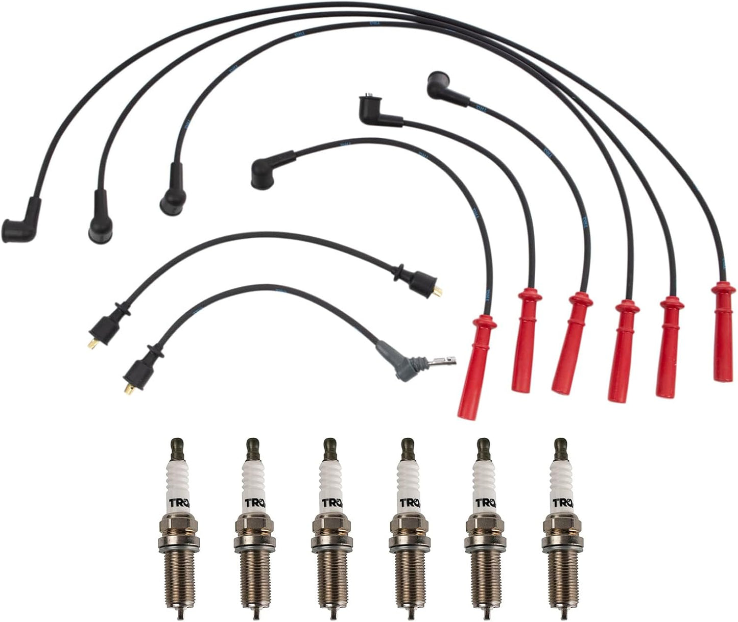 TRQ Ignition Kit Spark Plugs Wire Set Compatible with 1989-1991 Toyota 4Runner 1988-1991 Pickup