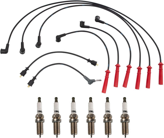 TRQ Ignition Kit Spark Plugs Wire Set Compatible with 1989-1991 Toyota 4Runner 1988-1991 Pickup