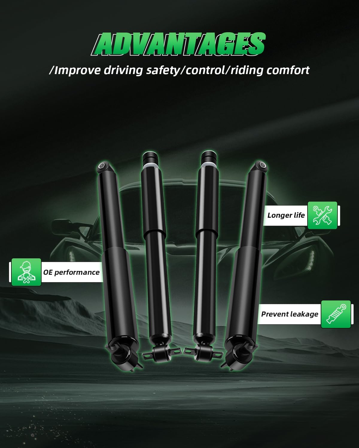 SCITOO Front and Rear Shock Absorbers Struts Compatible with 1997-2006 for Jeep for TJ, 1997-2006 for Jeep for Wrangler, Replace 344435 32196 344403 32306 Automotive Shocks 4PCS