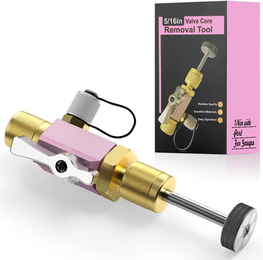 Valve Core Removal Tool for HVAC – Mega Flow Vacuum Rated, 5/16" System Connection for Home AC Appliance, Compatible with R22 R410A R134a, Essential HVAC Tools