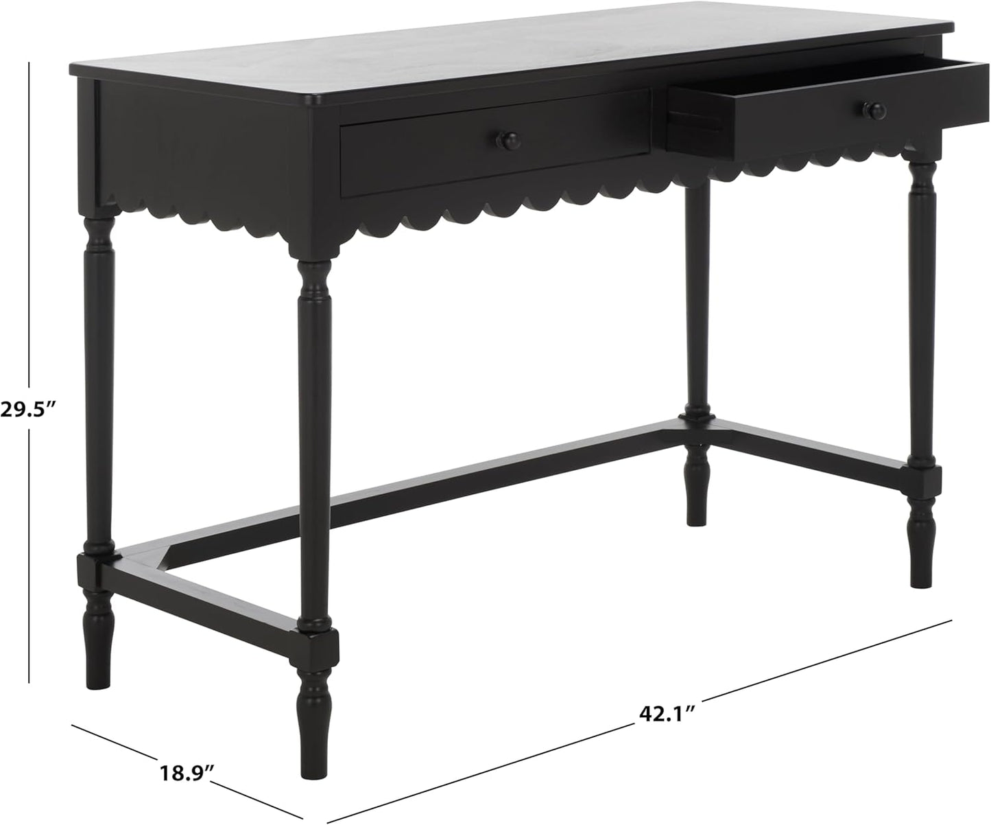SAFAVIEH Home Collection Haven Farmhouse Country Cottage Matte Black 2-Drawer Desk Console Table for Entryway, Living Room, Home Office