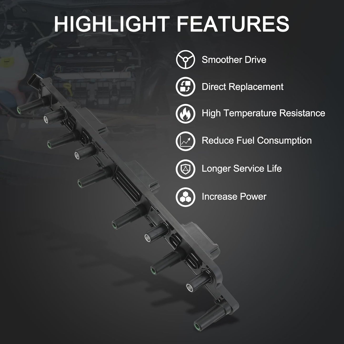 Set of 6 Ignition Coil Pack Compatible with Jeep Cherokee Grand Cherokee Wrangler TJ L6 4.0L Replace# UF296, 56041476AA, 56041476AB, 68247208AA, GN10529, C523