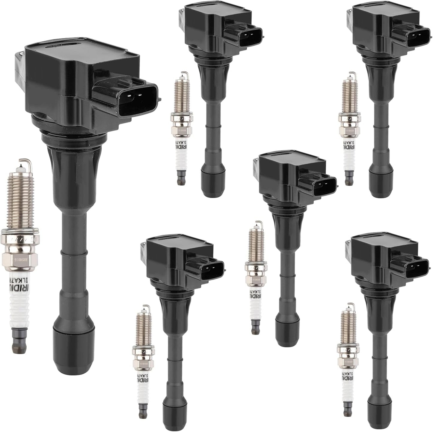 Set of 6 Ignition Coils Pack UF569 and Iridium Spark Plug 90117 compatible with GMC Acadia Canyon Terrain Chevy Caprice Colorado Equinox Malibu Cadillac ATS CTS Buick Pontiac Saturn Suzuki