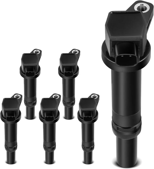 YHTAUTO Set of 6 Ignition Coil Packs Replacement for Hyundai Santa Fe 2007-2009 Entourage 2009-2010, Kia Optima 2006-2010 Magentis 2007-2010, Rondo 2007-2011 2.7L 3.8L V6, Replace 5C1624