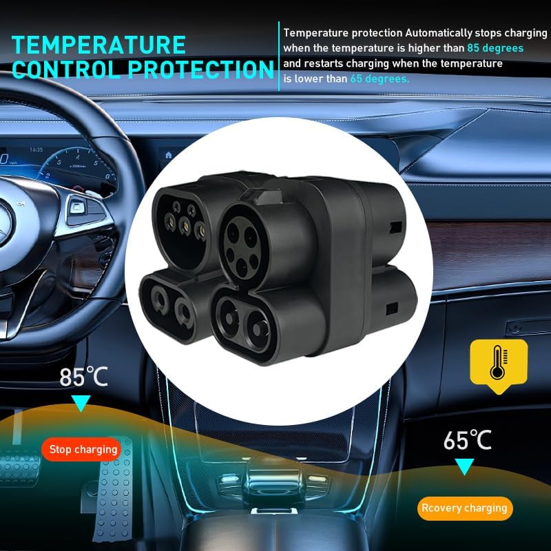 CCS1 to CCS2 Adapter EV Charger Adpater DC 1000V 250A and AC 32A EV Charger Connector Black Type 1 to Type 2 Adapter SAE j1772 to IEC62196