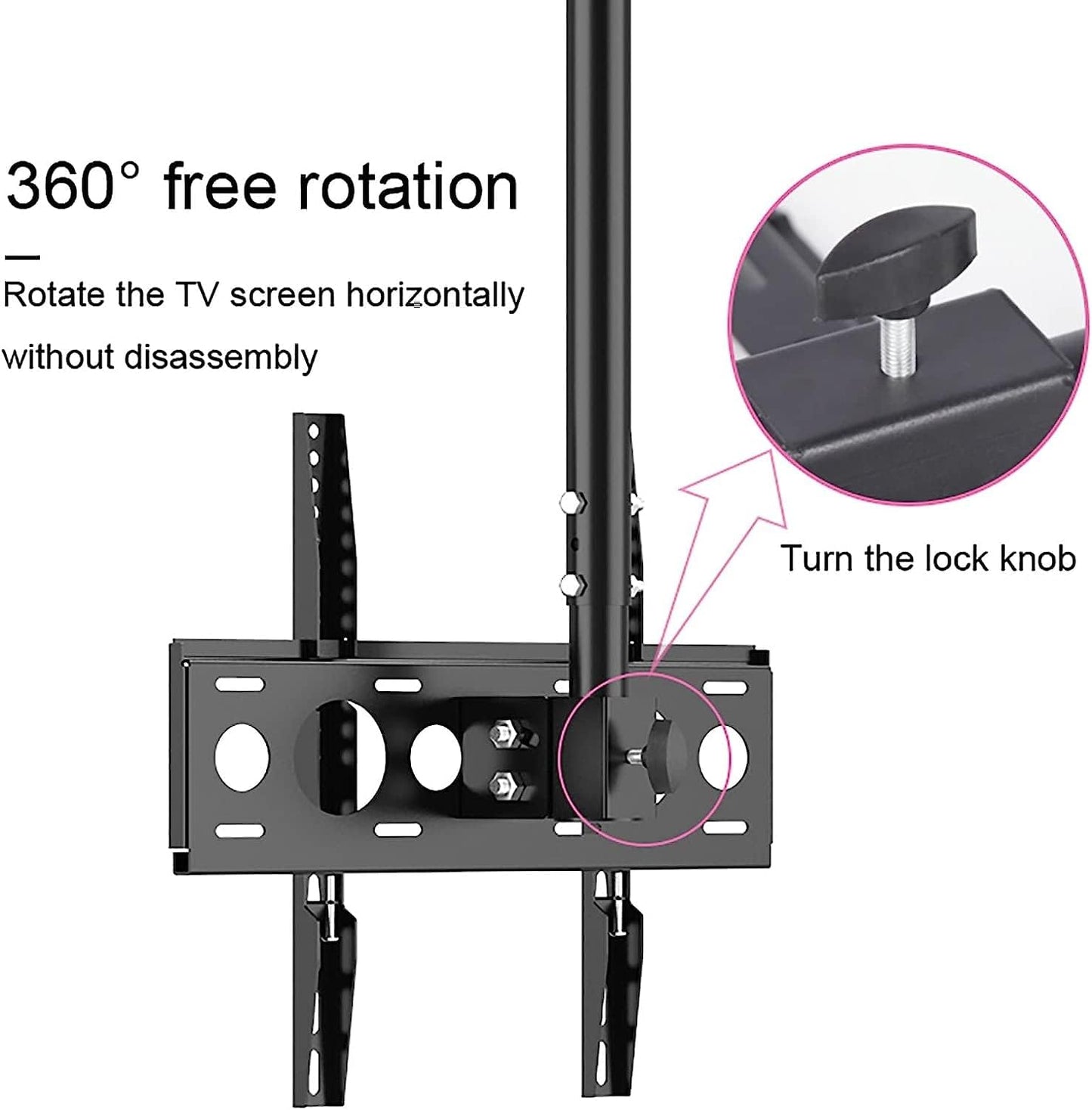 TV Stand TV, Ceiling TV Mount, Hanging TV Bracket with 41.3inch of Height Adjustment, Fits 26-60inch Low Profile, Fit Flat Ceiling TV Mount
