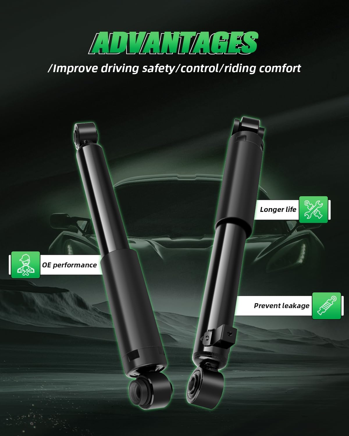 SCITOO Rear Pair Shock Absorbers Struts Compatible with 2007-2012 for Hyundai for Santa Fe 2007-2012 for Veracruz, 2011-2013 for Kia for Sorento, Replace 344500 37322 Automotive Shocks