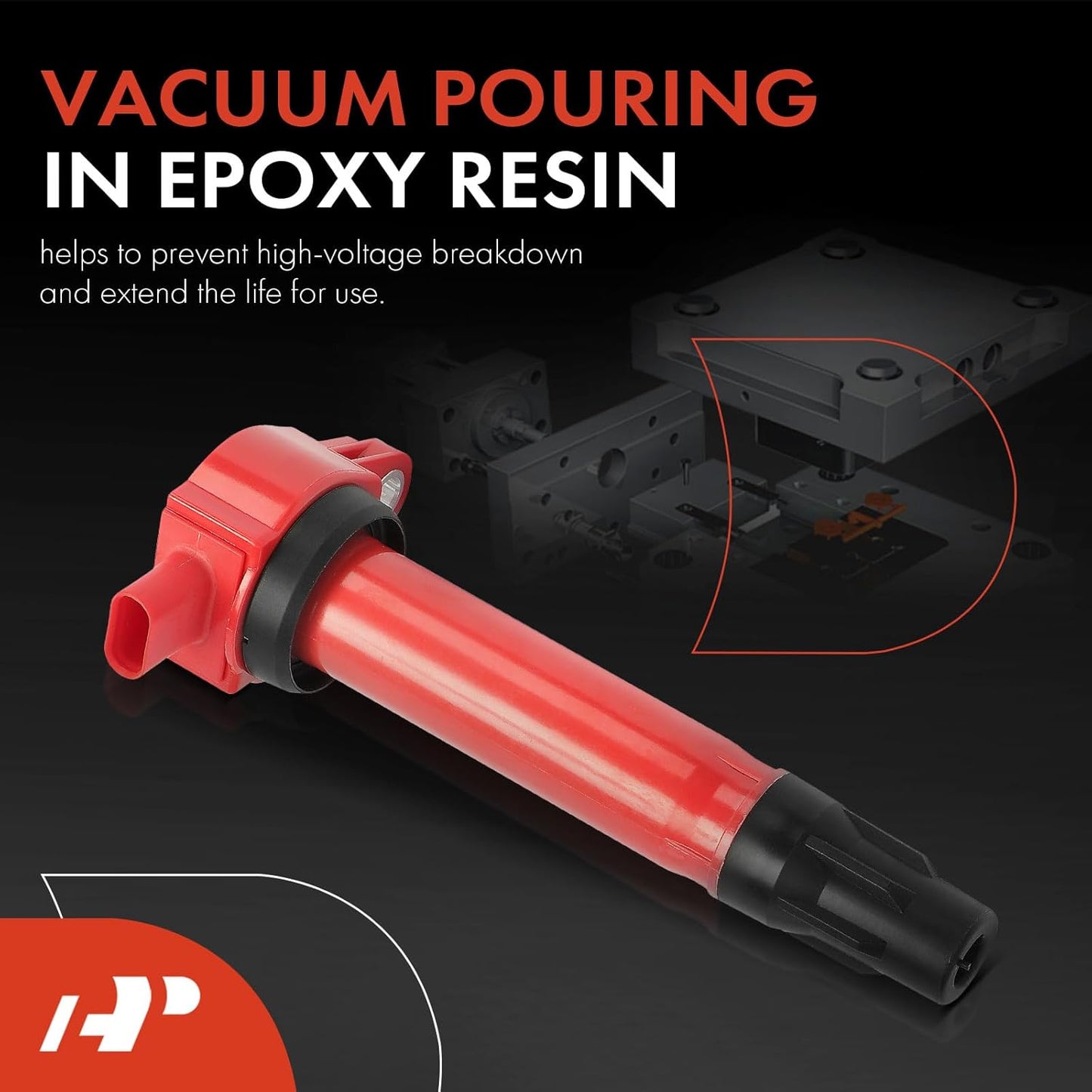 A-Premium (Red) Engine Ignition Coil Pack Compatible with Jeep Compass Patriot 2007-2017 & Dodge Journey 2009-2020, Avenger 2008-2014, Caliber 2007-2012 & Chrysler 200 2011-2014, Sebring, 4-PC Set
