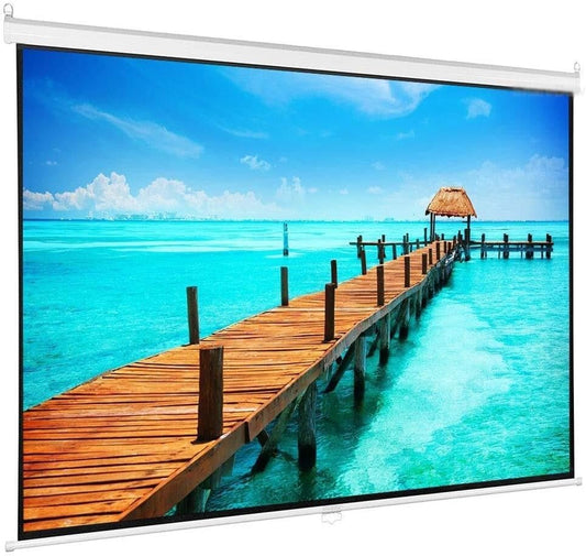 60-84 Inch HD 16:9 Manual Pull Down Projector Screen, Self-Locking Matte White Fiber Glass Screen for Home Theater, Office, and Classroom (72 inch)(60 inch)