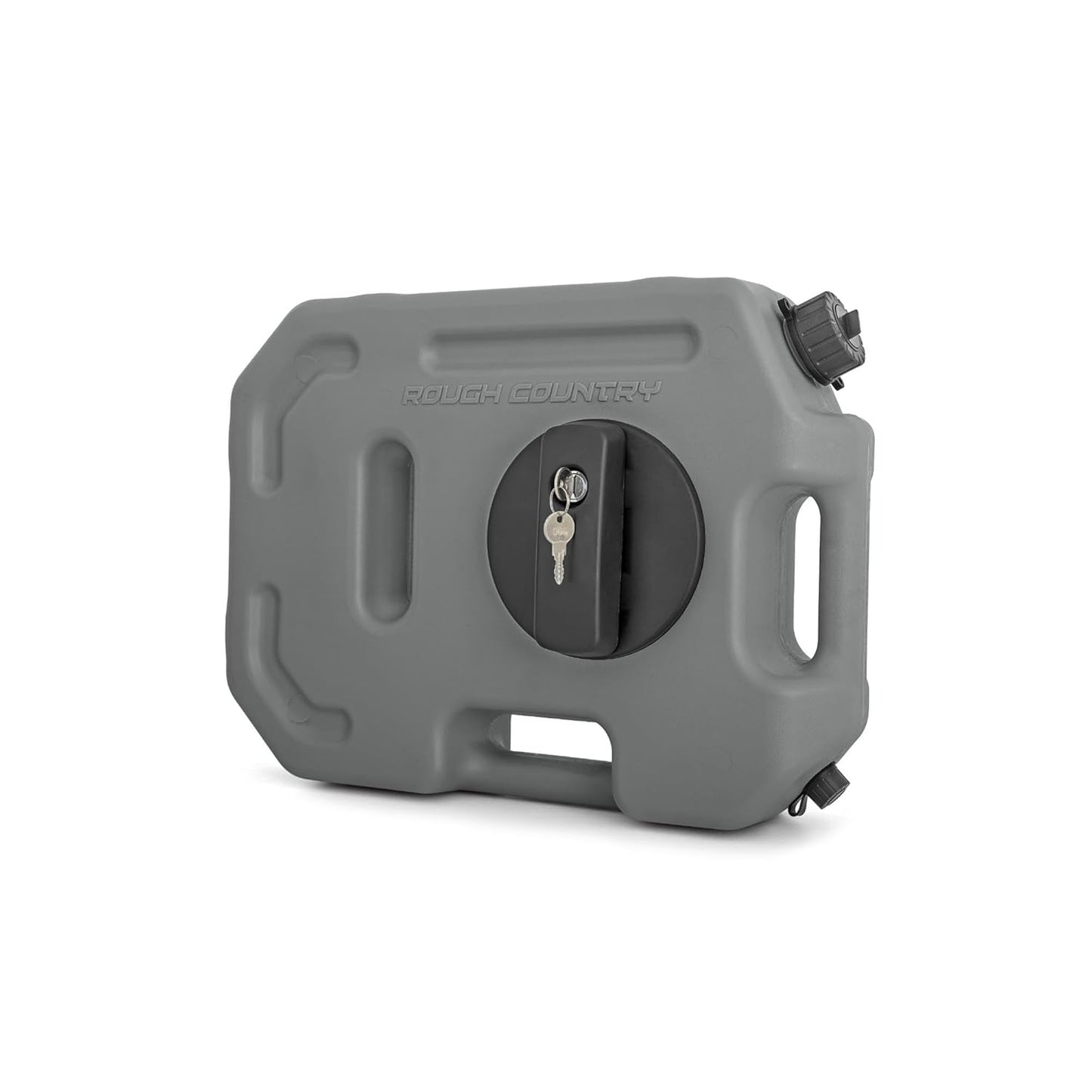 Rough Country 10L/2.6 Gallon Flat Fluid Container with Lockable Mount - Storage & Transport Non-Potable Liquids. Gray
