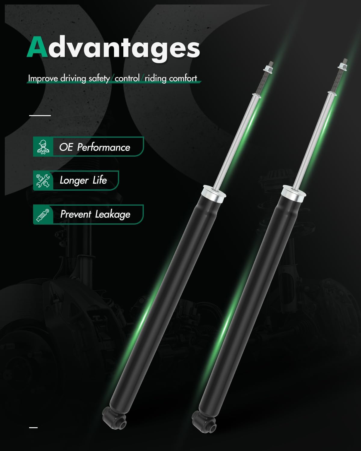 SCITOO - Rear Shock Absorber for Kia Fits 2006-2011 for Hyundai Accent,2006-2011 for Kia Rio,2006-2011 for Kia Rio5 Shocks 348002 Struts - 2Pc Set