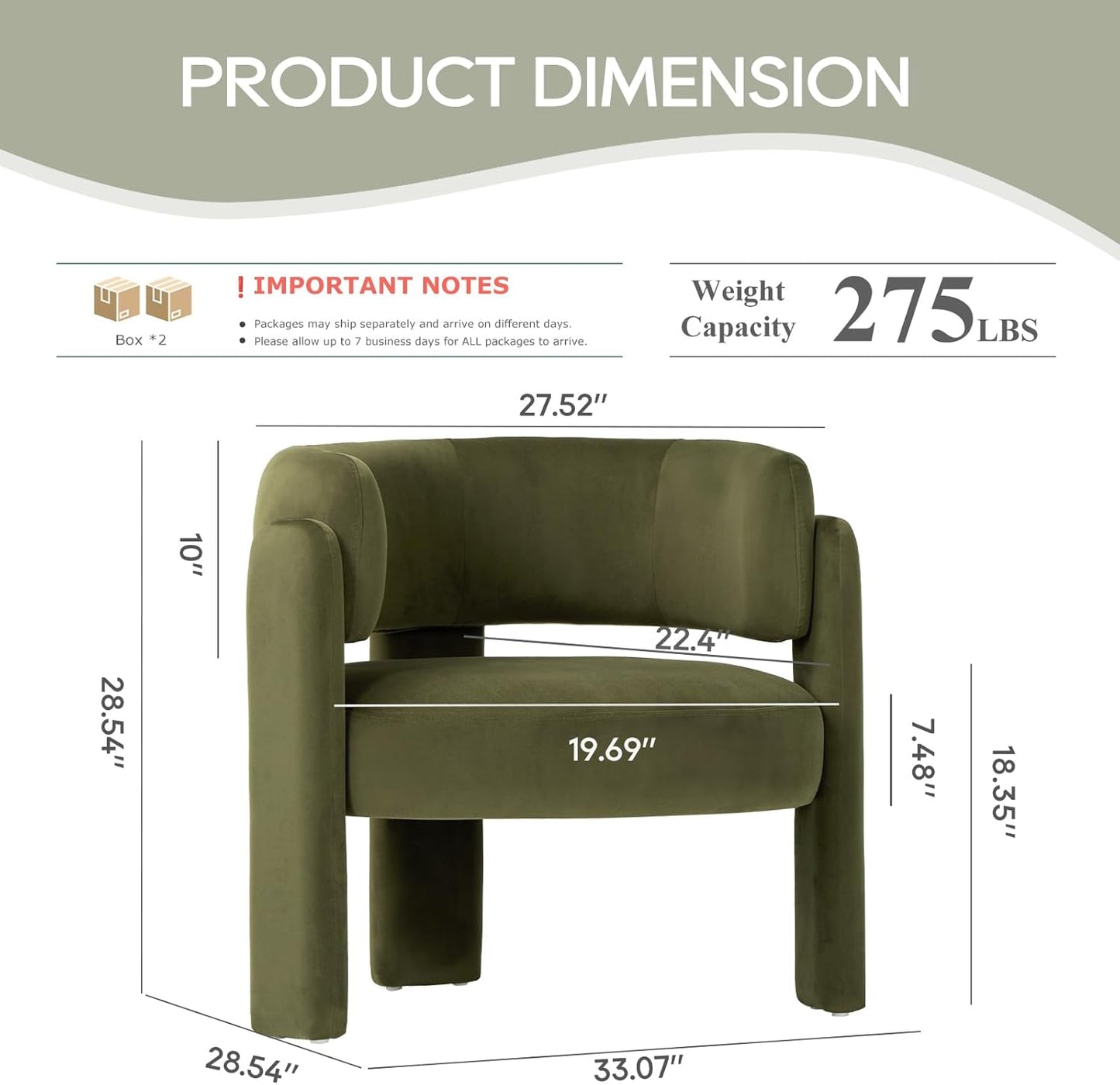 COLAMY Modern Velvet Accent Chair Set of 2, Upholstered Barrel Chairs, Comfy Side Arm Chairs with 3 Legs for Living Room, Bedroom, Reading, Green