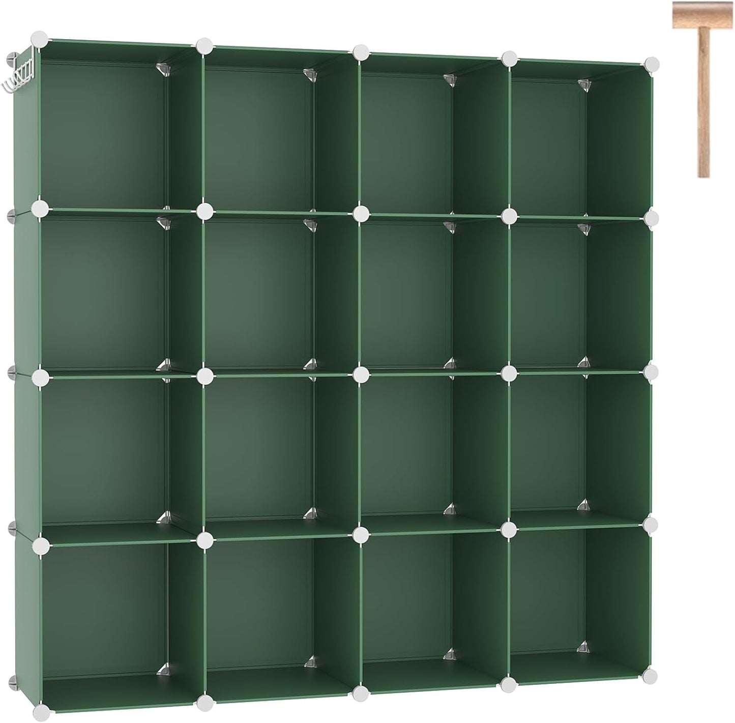 C&AHOME Cube Storage Organizer, 16-Cube Shelves Units, Plastic Storage Cubes, DIY Closet Organizer, Modular Closet Storage Shelves Ideal for Home, Bedroom, 48.4" L × 12.4" W × 48.4" H Black SUM3016H
