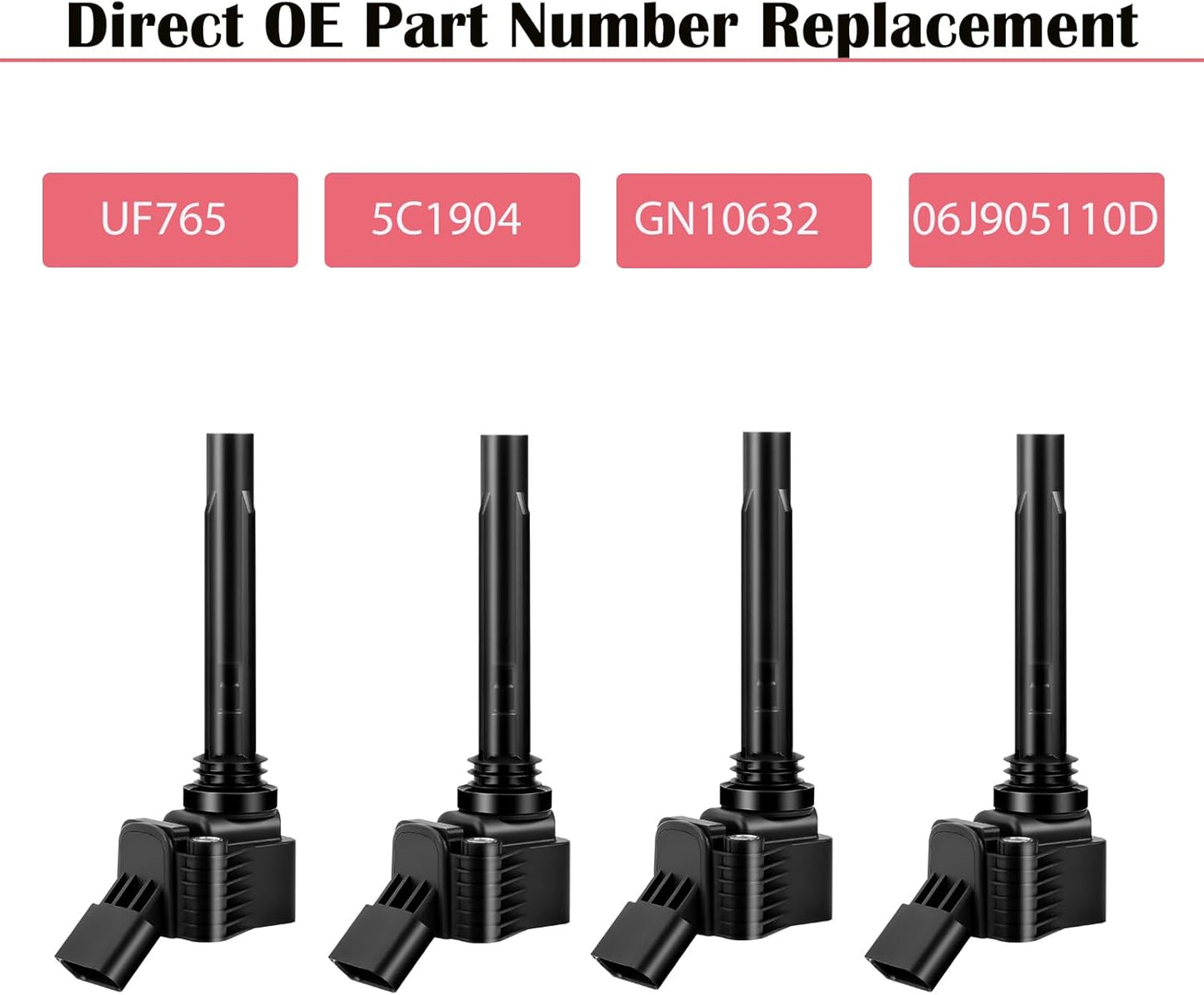Set of 4 Ignition Coil Pack Fits for 2014 2015 2016 2017 2018 2019 Volkswagen VW Passat Beetle Jetta GTI Golf Audi A3 A4 1.8 2.0 Replaces UF765 GN10632
