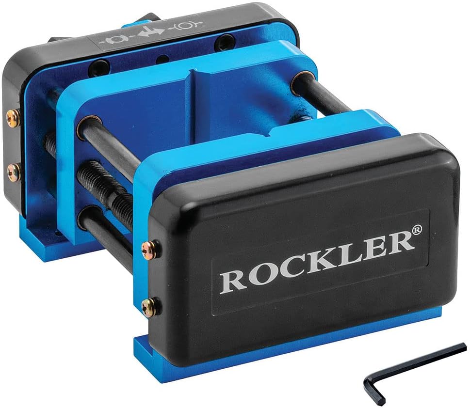 Rockler Self Centering Drill Vise w/Hex Key - Perfect Centering Tool for Pen Drilling Vise Holds Work Centered & Plumb – Portable Rockler Drill Guide - Steel, Aluminum Drill Press Vise