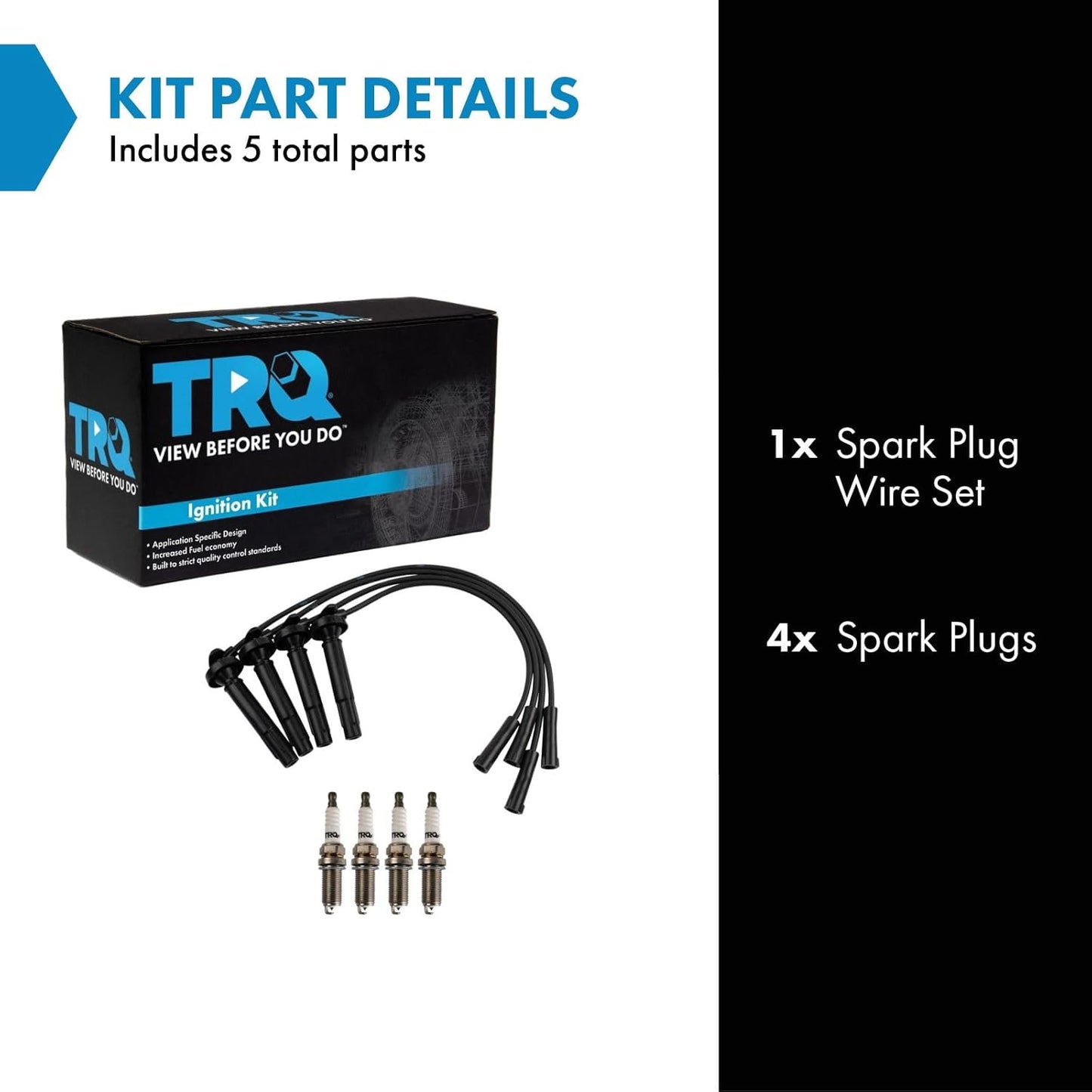 TRQ Ignition Kit Spark Plugs Wire Set Compatible with 2011-2019 Ford Fiesta