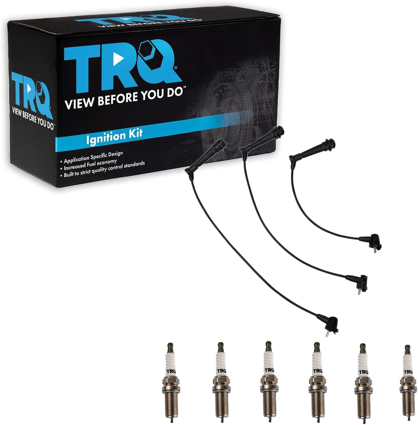 TRQ Ignition Kit Spark Plugs Wire Set Compatible with 2011-2019 Ford Fiesta