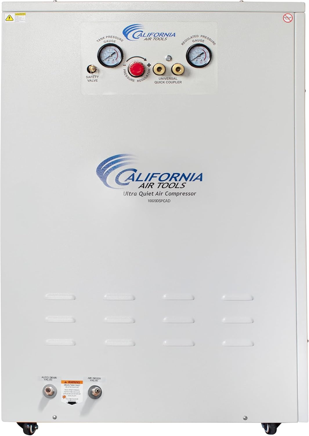 California Air Tools 10020SPC 2.0 HP Ultra Quiet and Oil-Free Air Compressor, 10 Gallon Tank, 58 dB Noise Level, in Sound Proof Cabinet