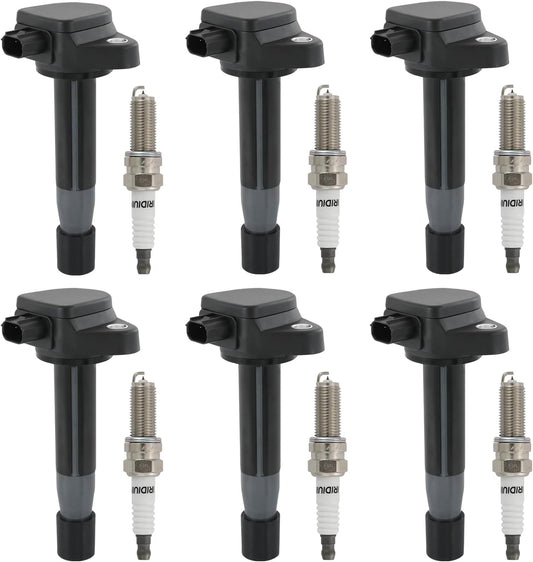 Set of 6 Ignition Coil Pack & Spark Plug Compatible with Acura RL TL TSX Honda Accord Crosstour Odyssey V6 3.5L Replace# UF603, C1624, 178-8379, 30520-R70-A01, 30520-R70-S01