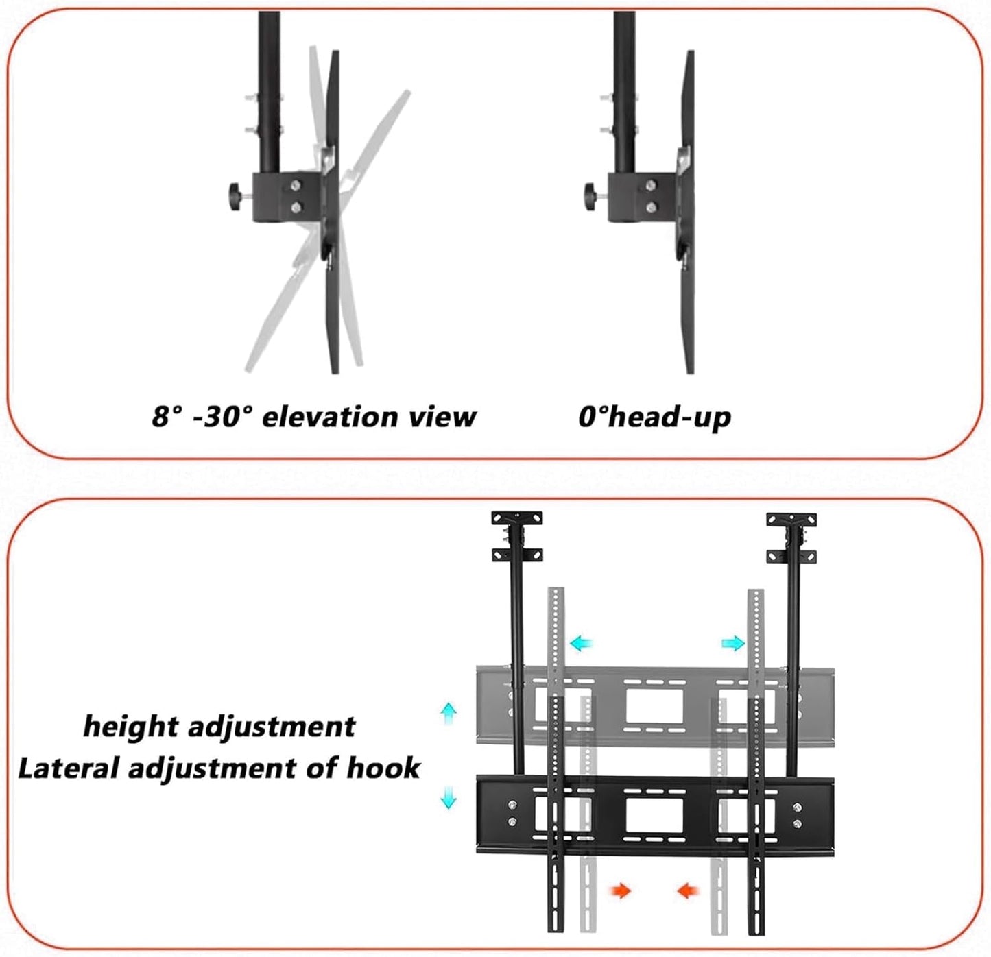 Ceiling TV Stand - Tv Wall Mount,for 32-100 Inches Tv Double Pole Large LED Screens Stand,Telescoping TV Lift,Adjustable Height Wall TV Mount Bracket,Three Installation